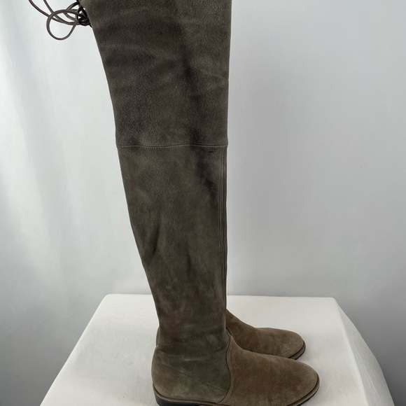 Stuart Weitzman Lowland Suede Over-the-Knee Boots in Taupe Size 7.5 - Picture 15 of 16